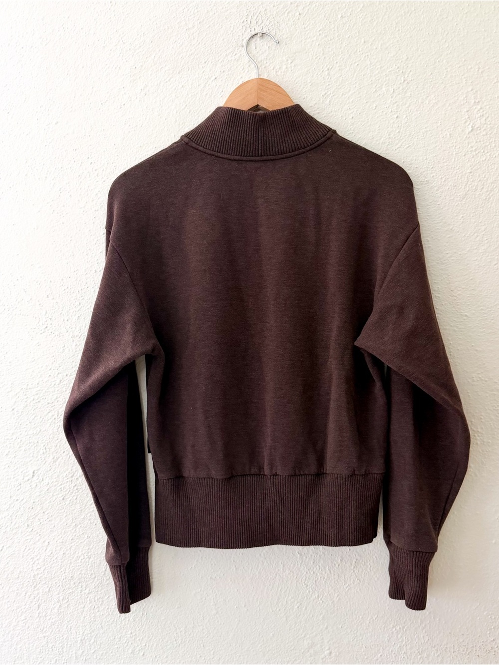 Varley Double Soft Sally Half-Zip Pullover Sweatshirt in Coffee Bean Marl - Picture 3 of 10